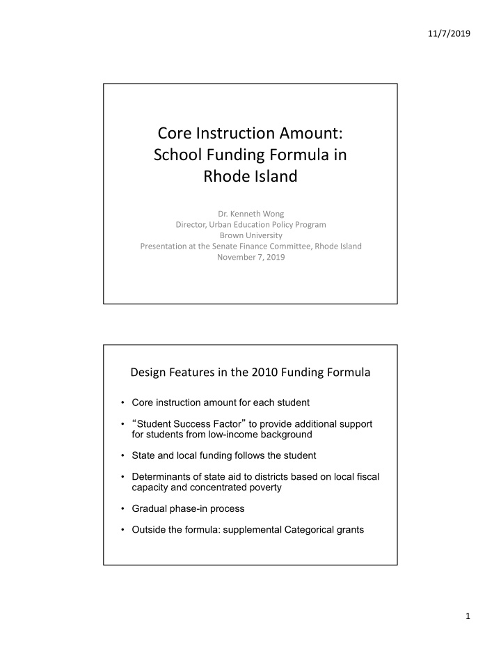 core instruction amount school funding formula in rhode