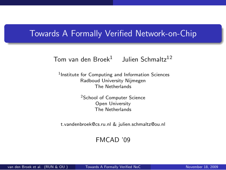 towards a formally verified network on chip