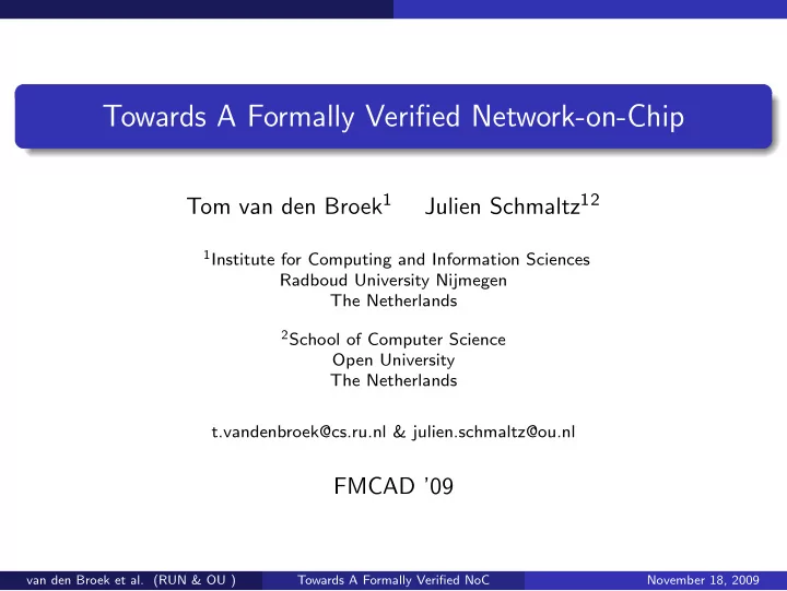 towards a formally verified network on chip