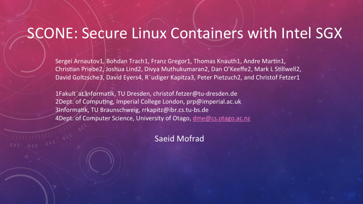 scone secure linux containers with intel sgx