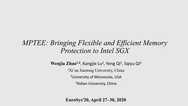 mptee bringing flexible and efficient memory protection