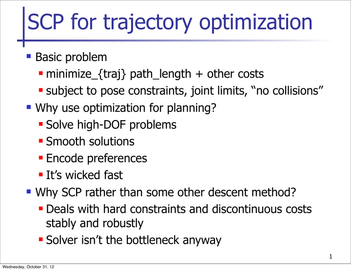 scp for trajectory optimization