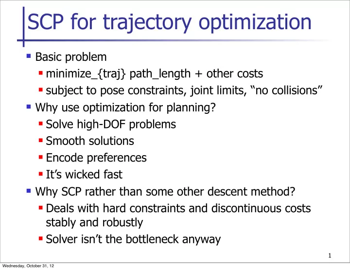 scp for trajectory optimization