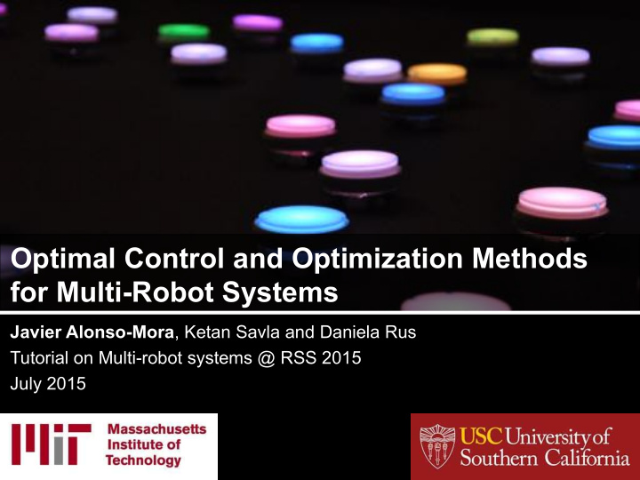 optimal control and optimization methods for multi robot