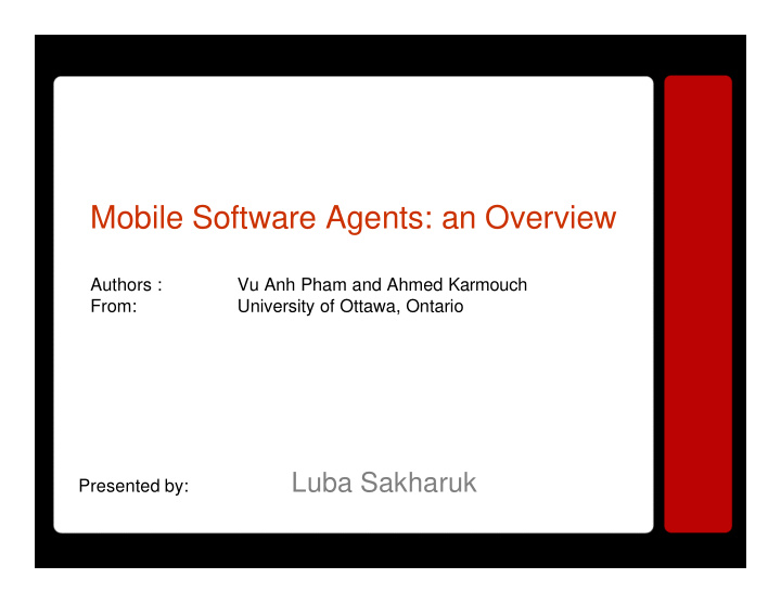 mobile software agents an overview