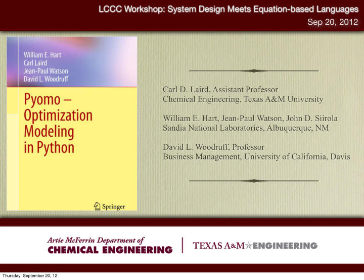 lccc workshop system design meets equation based