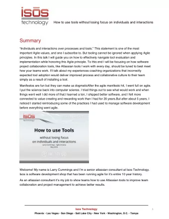 Summary  Individuals and interactions over processes and tools. This statement is one of the