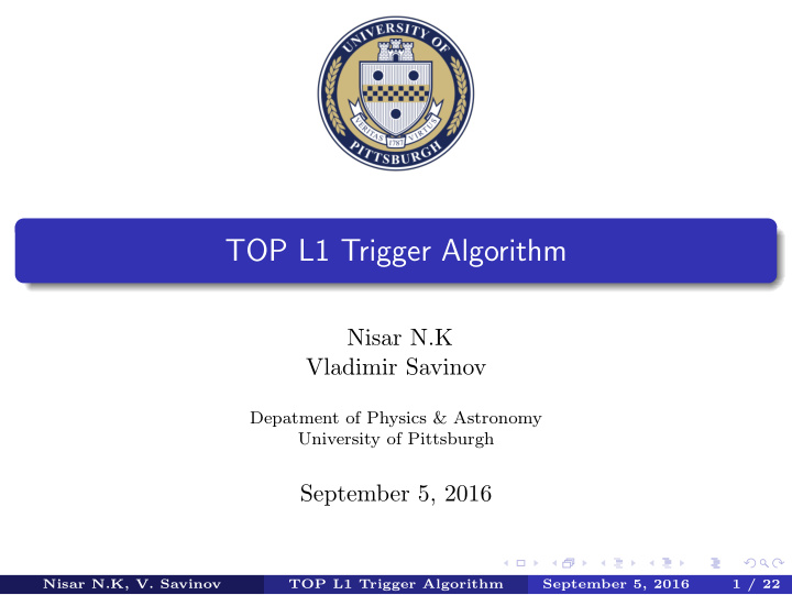 top l1 trigger algorithm