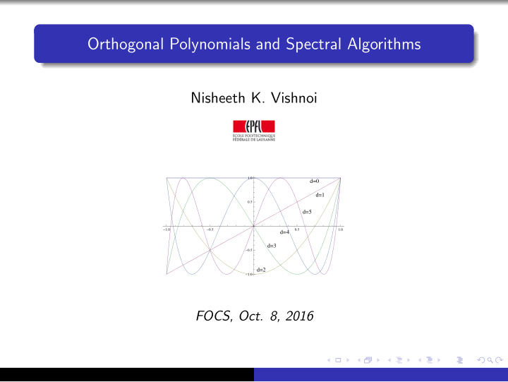 orthogonal polynomials and spectral algorithms