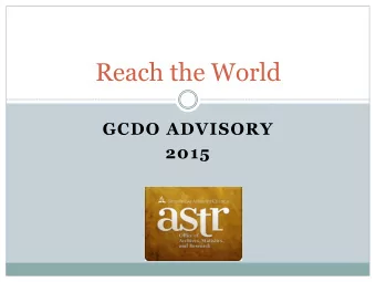Reach the World  GCDO ADVISORY  2015  Christs Commission  make disciples of all
