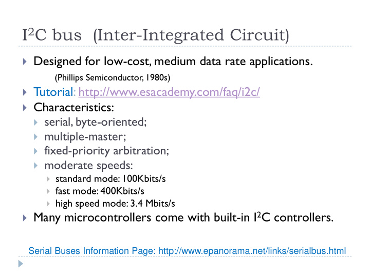 i 2 c bus inter integrated circuit