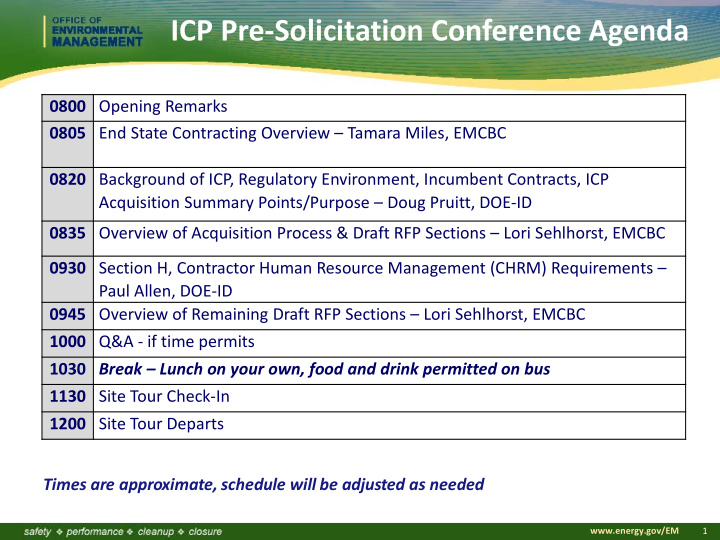 icp pre solicitation conference agenda