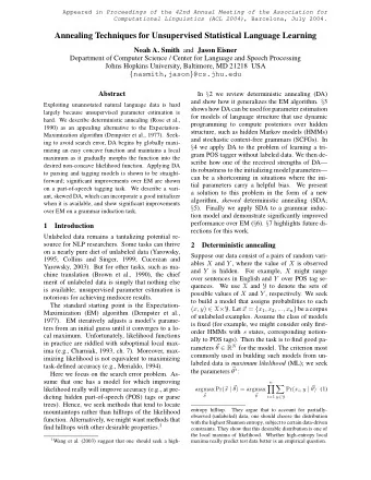 Annealing Techniques for Unsupervised Statistical Language Learning Noah A. Smith and Jason Eisner
