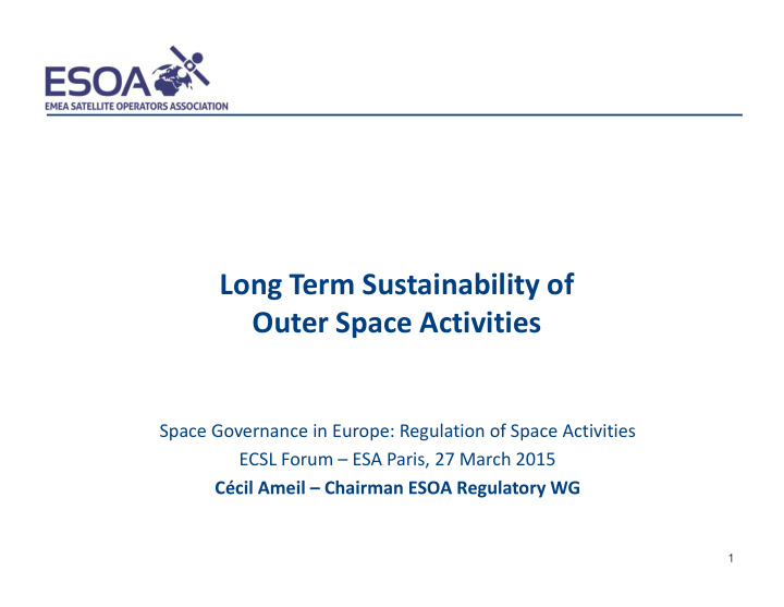 long term sustainability of outer space activities