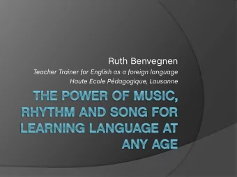 Ruth Benvegnen  Teacher Trainer for English as a foreign language  Haute Ecole Pdagogique,