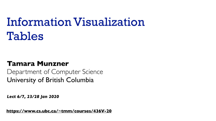 information visualization tables