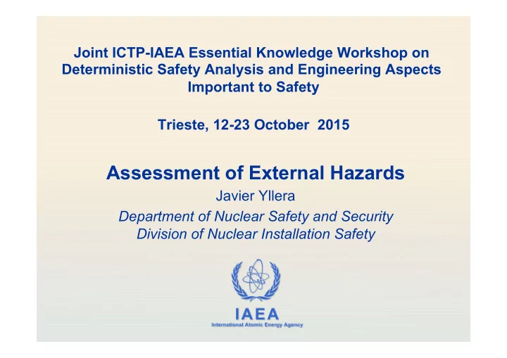 assessment of external hazards