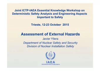 Assessment of External Hazards  Javier Yllera  Department of Nuclear Safety and Security  Division