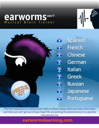 earworms  musical brain trainer  Press Kit  The term earworms or catchy tunes refers to