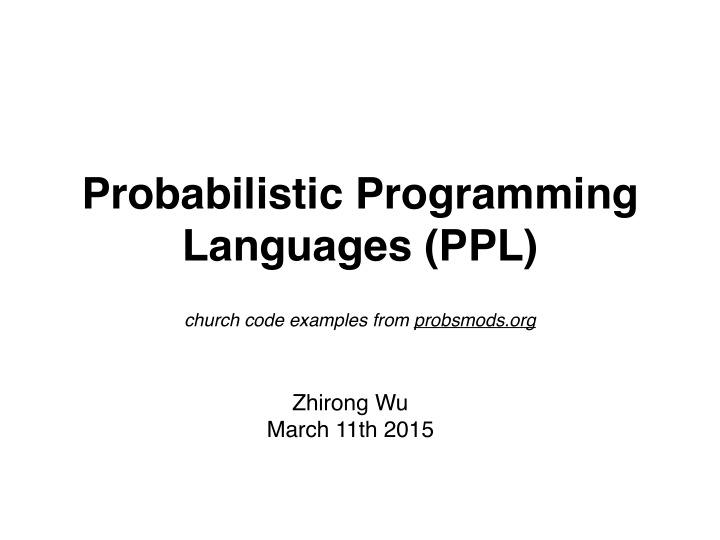 probabilistic programming languages ppl