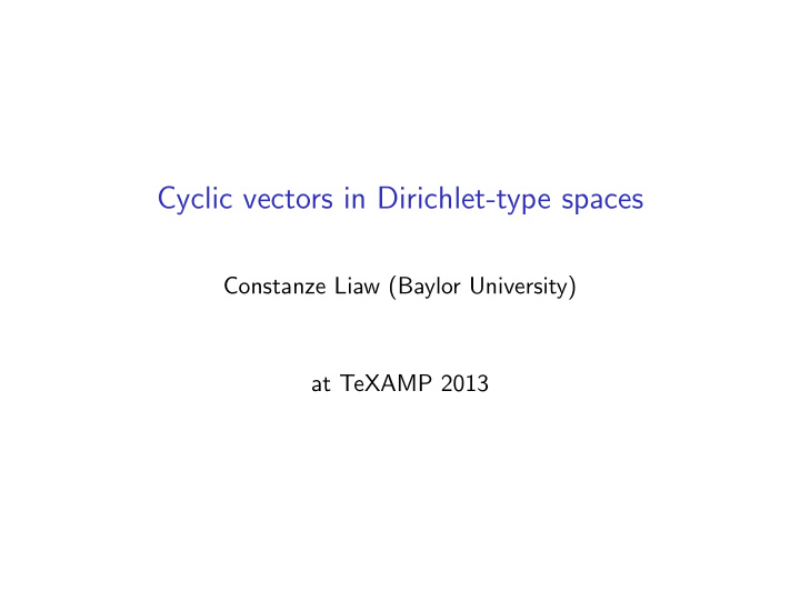 cyclic vectors in dirichlet type spaces