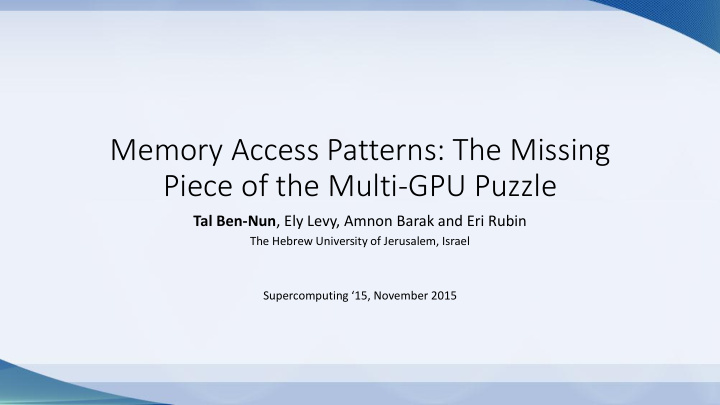 memory access patterns the missing