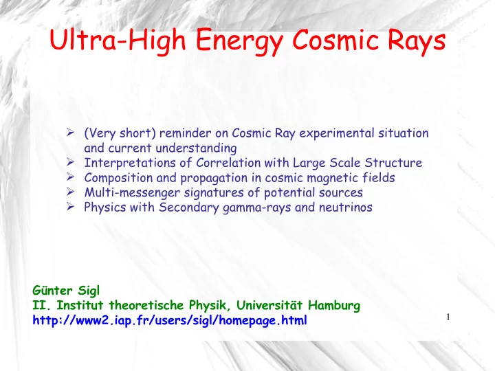 ultra high energy cosmic rays