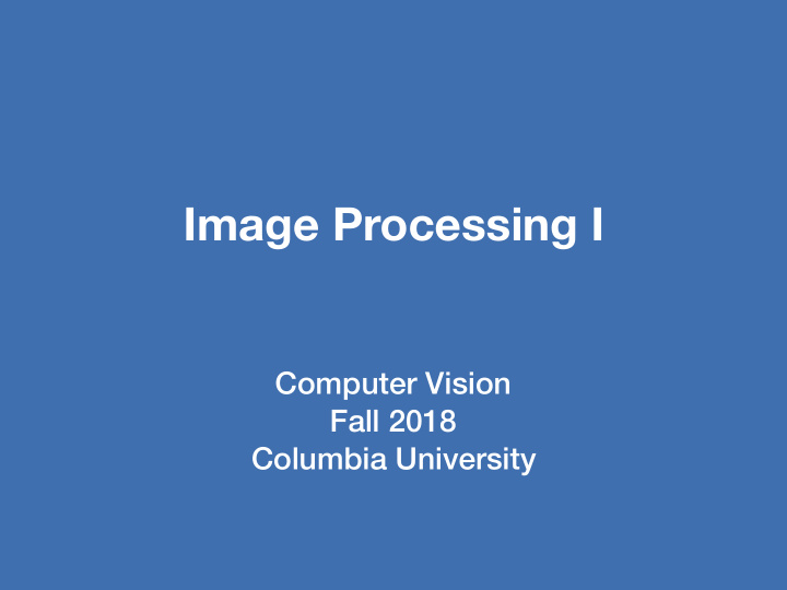 image processing i
