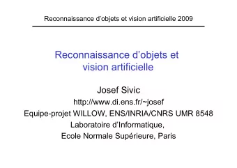 Reconnaissance dobjets et  vision artificielle  Josef Sivic  http://www.di.ens.fr/~josef