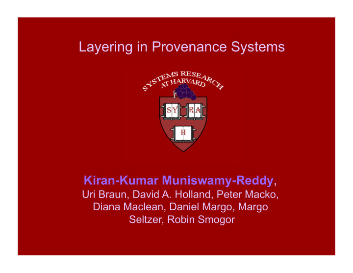 layering in provenance systems