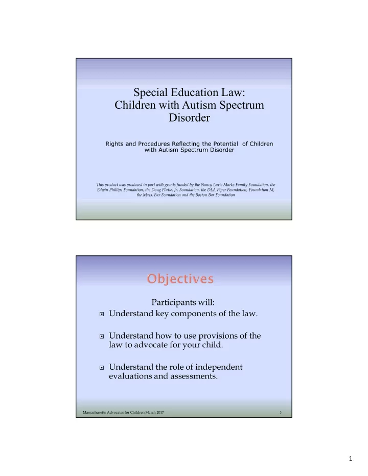 special education law children with autism spectrum