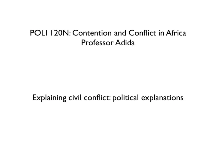 poli 120n contention and conflict in africa professor