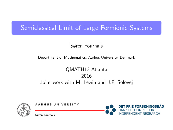 semiclassical limit of large fermionic systems