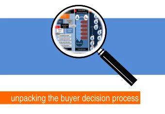 unpacking the buyer decision process  Products have 3 time zones  1.  The purchase decision -