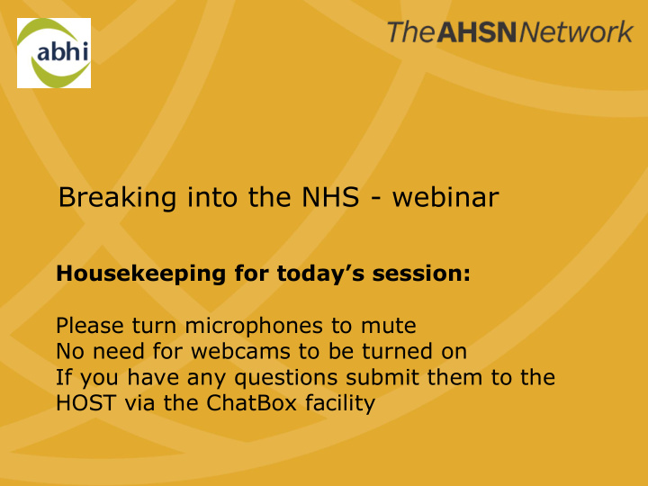 breaking into the nhs webinar