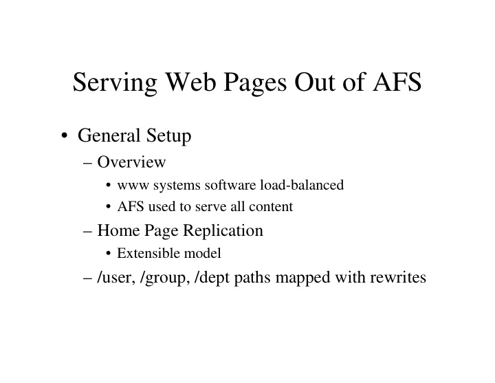 serving web pages out of afs