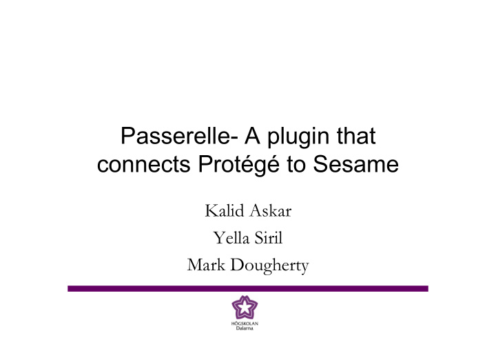 passerelle a plugin that connects prot g to sesame