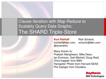 The SHARD Triple-Store  Rick Schantz  Kurt Rohloff  krohloff@bbn.com  schantz@bbn.com  @avometric