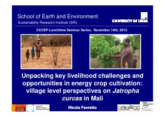 Unpacking key livelihood challenges and  opportunities in energy crop cultivation: village level