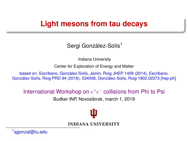 light mesons from tau decays