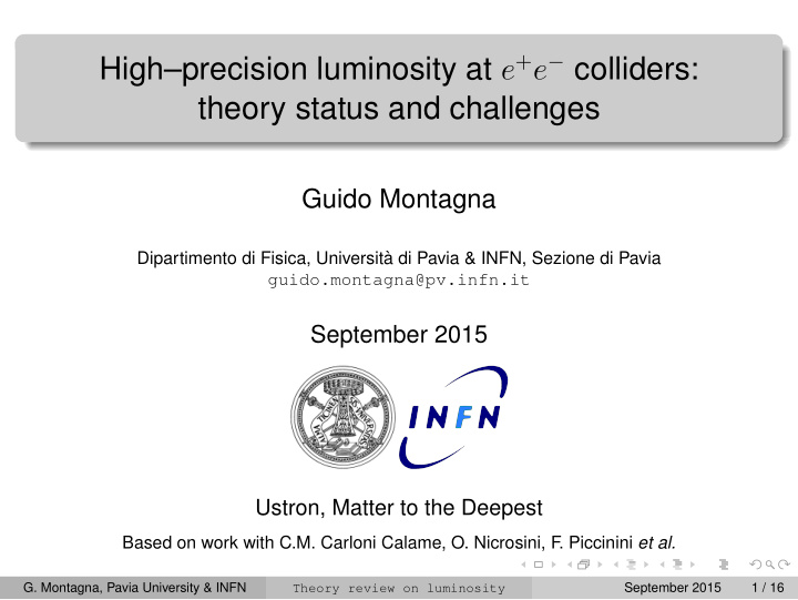 high precision luminosity at e e colliders theory status