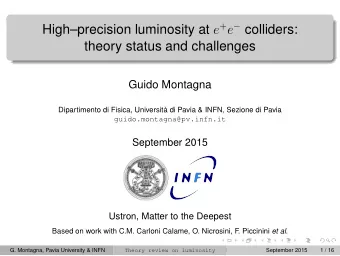 Highprecision luminosity at e + e  colliders:  theory status and challenges  Guido Montagna