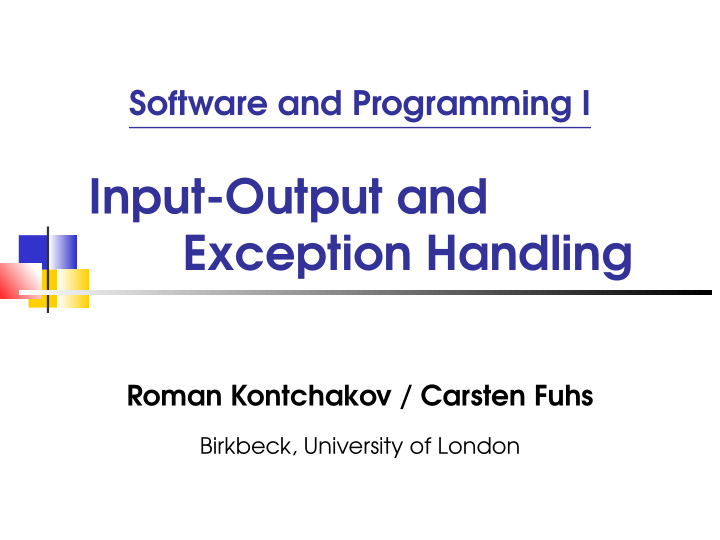 input output and exception handling