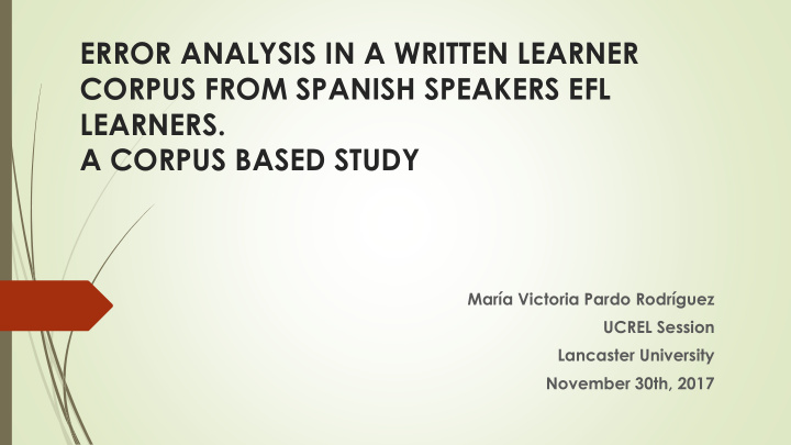 error analysis in a written learner corpus from spanish