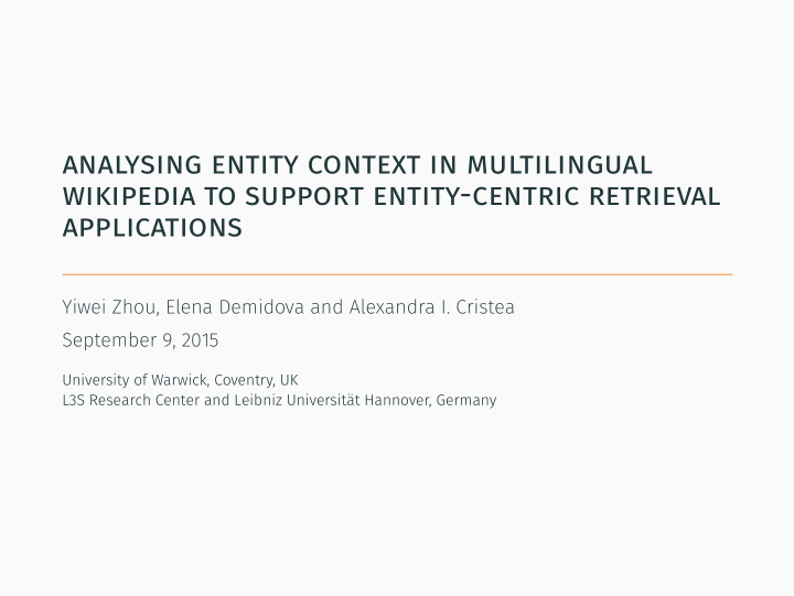 analysing entity context in multilingual wikipedia to