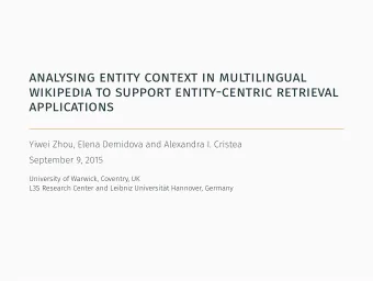 analysing entity context in multilingual  wikipedia to support entity-centric retrieval