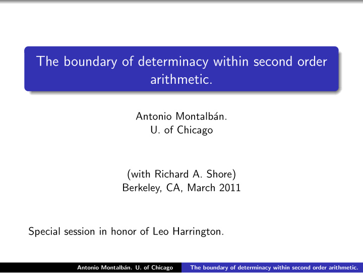 the boundary of determinacy within second order arithmetic