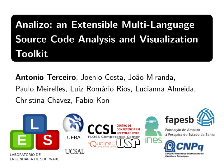 analizo an extensible multi language source code analysis
