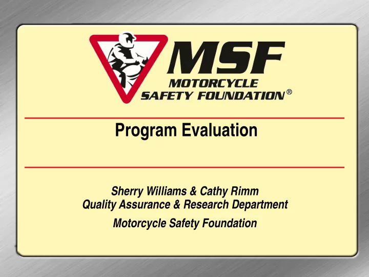 program evaluation