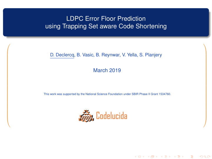 ldpc error floor prediction using trapping set aware code